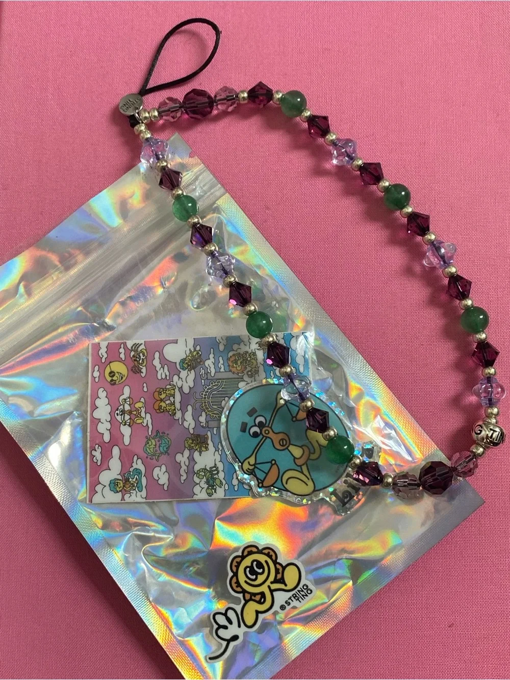 Never-Used String Ting Beaded Phone Charm Wrislet Chain